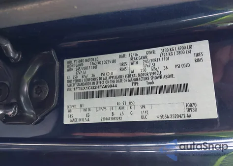 2017 Ford F-150 Xl from USA, damaged, VIN 1FTEX1CG2HFA69944
